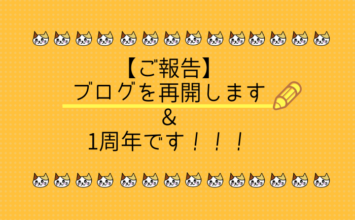 【ご報告】ブログを再開します&1周年です!!!